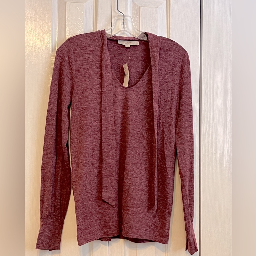 LOFT long sleeve maroon blouse